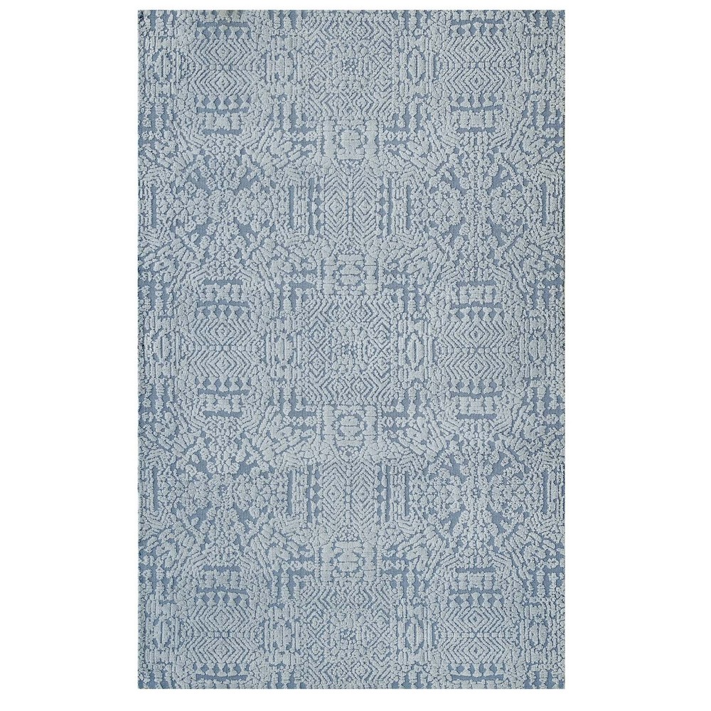 MODWAY R-1018A-810 JAVIERA CONTEMPORARY MOROCCAN 8 X 10 AREA RUG IN IVORY AND LIGHT BLUE