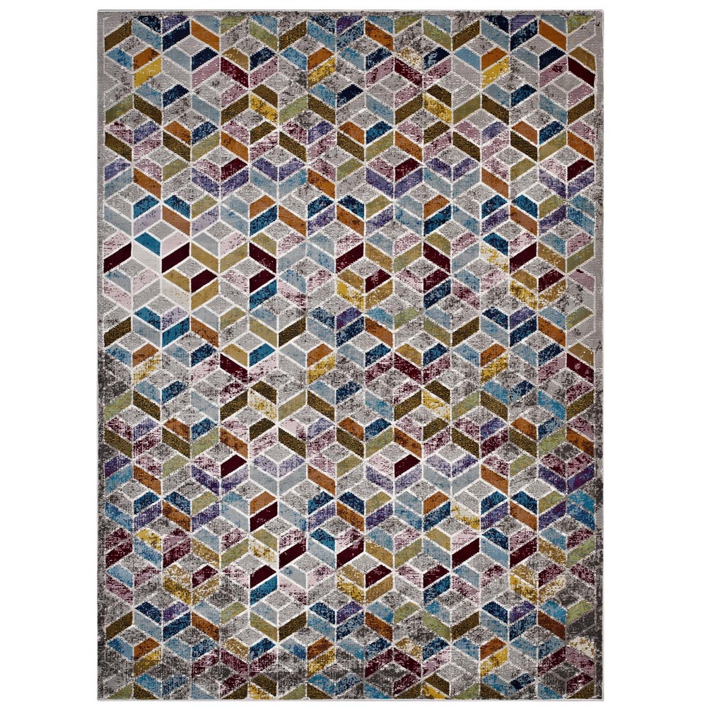 MODWAY R-1088A-46 LALEH GEOMETRIC MOSAIC 4 X 6 AREA RUG IN MULTICOLORED