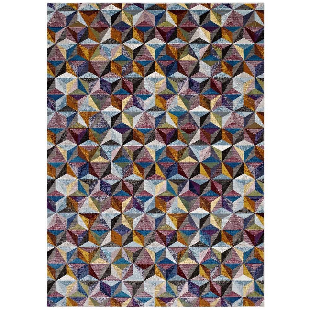 MODWAY R-1092A-46 ARISA GEOMETRIC HE X AGON MOSAIC 4 X 6 AREA RUG IN MULTICOLORED