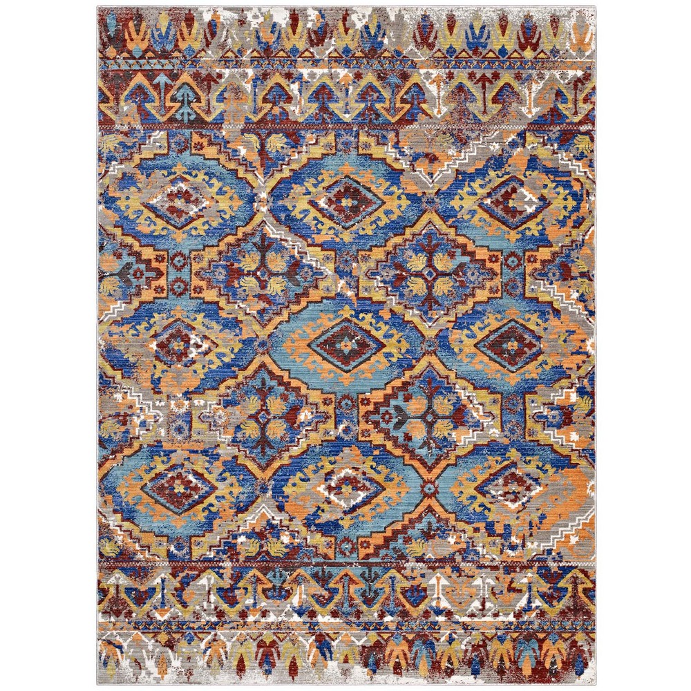 MODWAY R-1118A-46 CENTEHUA DISTRESSED SOUTHWESTERN AZTEC 4 X 6 AREA RUG IN MULTICOLORED
