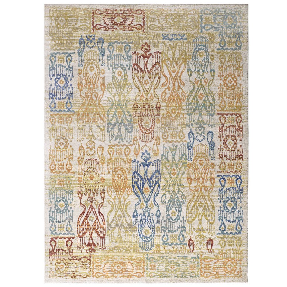 MODWAY R-1119A-46 SOLIMAR DISTRESSED SOUTHWESTERN AZTEC 4 X 6 AREA RUG IN MULTICOLORED