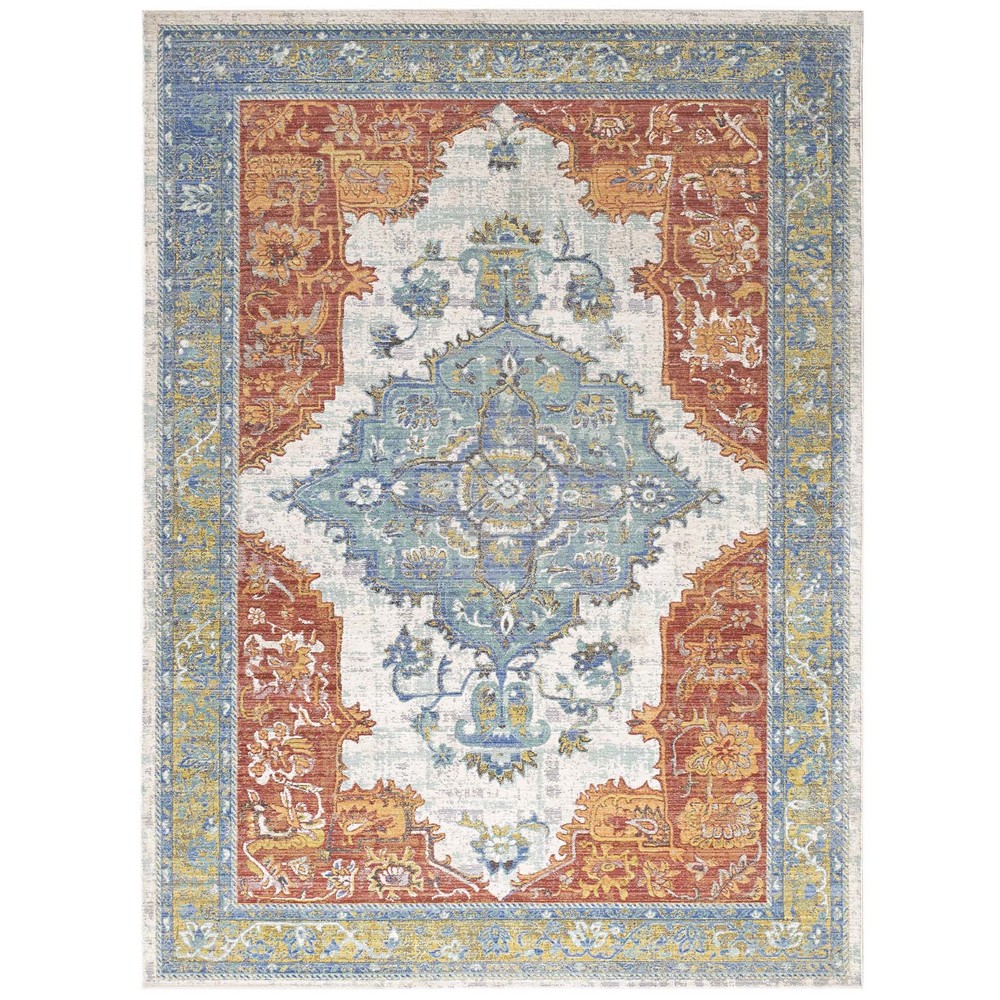 MODWAY R-1122A-46 CITLALI DISTRESSED SOUTHWESTERN AZTEC 4 X 6 AREA RUG IN MULTICOLORED