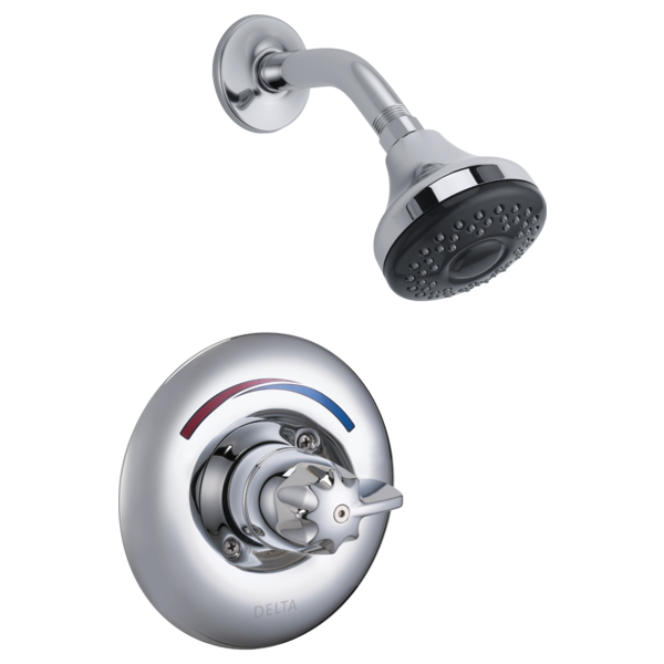 DELTA T13H133 COMMERCIAL 2 7/8 INCH SINGLE HANDLE SHOWER VALVE TRIM WITH 1.5 GPM SINGLE FUNCTION SHOWER HEAD AND METAL BLADE HANDLE - CHROME