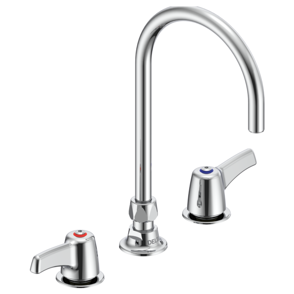 DELTA 27C2973 COMMERCIAL 11 3/4 INCH THREE HOLES BELOW DECK MOUNT CERAMIC DISC KITCHEN FAUCET WITH LEVER BLADE HANDLES - CHROME
