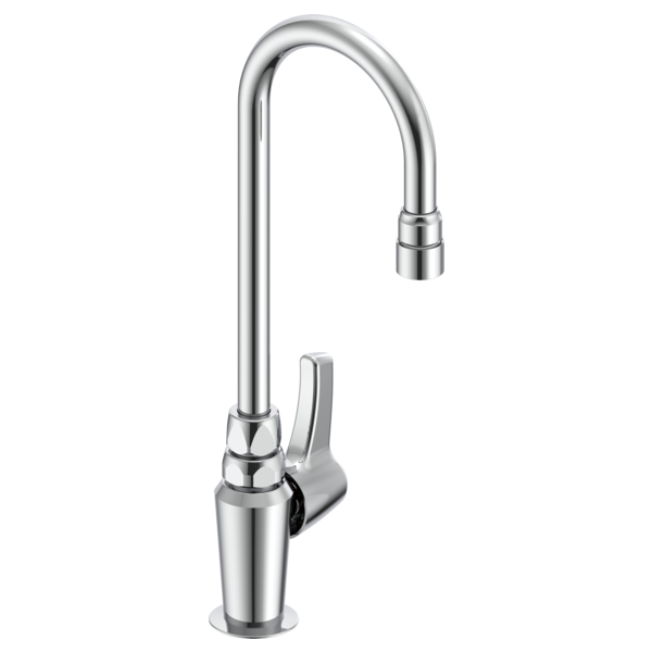 DELTA 27C643 COMMERCIAL 14 3/8 INCH SINGLE HOLE DECK MOUNT CERAMIC DISC KITCHEN FAUCET WITH BLADE HANDLE - CHROME