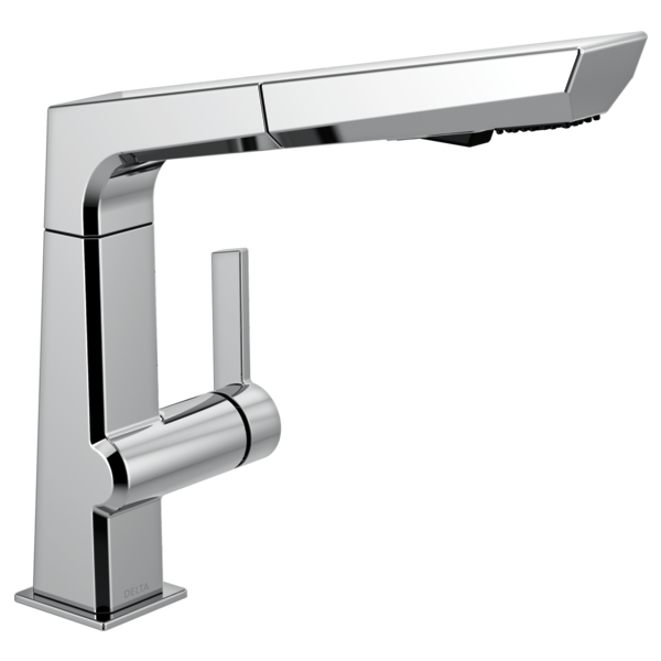 DELTA 4193-DST PIVOTAL 12 5/8 INCH SINGLE HOLE DECK MOUNT PULL-OUT KITCHEN FAUCET WITH LEVER HANDLE