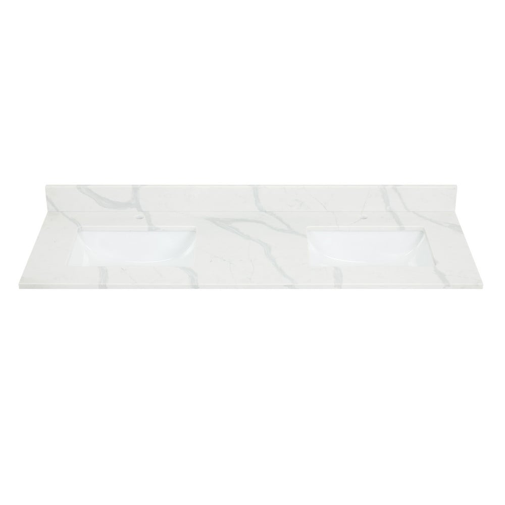 ALTAIR 7860-CTP-CWQ ARBIOS 60 INCH QUARTZ STONE VANITY TOP IN CALACATTA WHITE