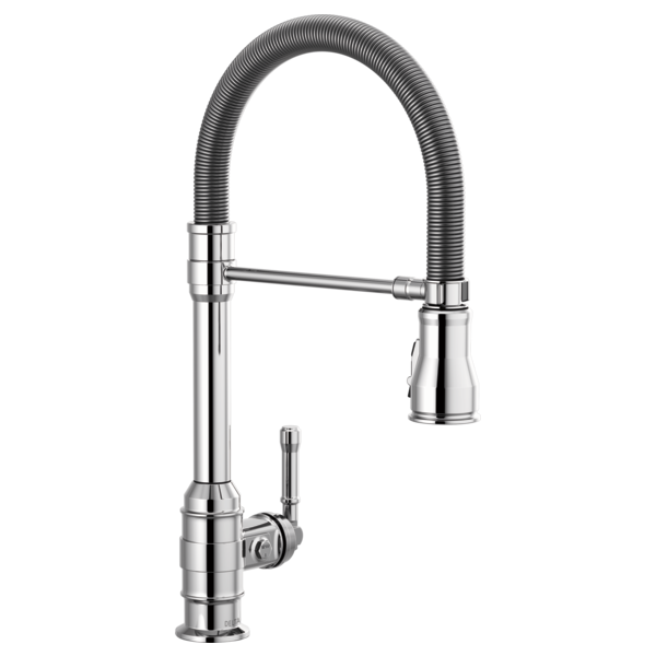 DELTA 9690-DST BRODERICK 19 7/8 INCH SINGLE HOLE DECK MOUNT PULL-DOWN KITCHEN FAUCET WITH SPRING SPOUT AND LEVER HANDLE