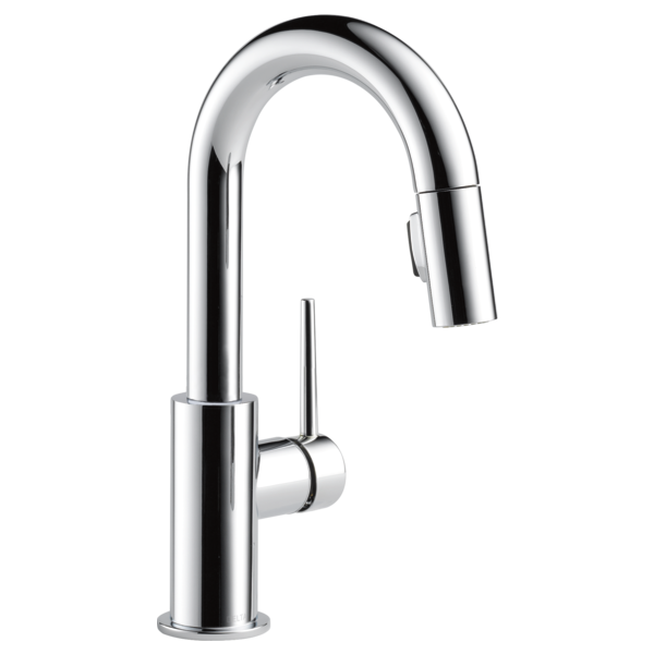 DELTA 9959-LS-DST TRINSIC 13 INCH SINGLE HOLE DECK MOUNT PULL-DOWN BAR OR PREP KITCHEN FAUCET WITH DIAMOND SEAL TECHNOLOGY AND LEVER HANDLE