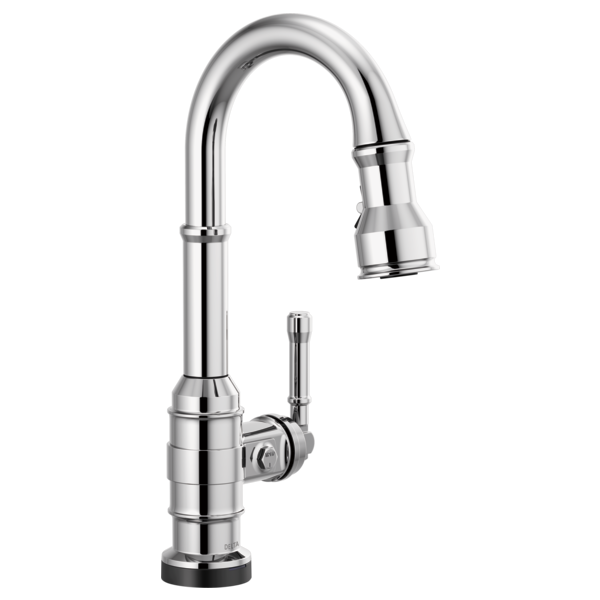 DELTA 9990T-DST BRODERICK 15 1/8 INCH SINGLE HOLE DECK MOUNT PULL-DOWN BAR AND PREP FAUCET WITH TOUCH2O TECHNOLOGY AND LEVER HANDLE