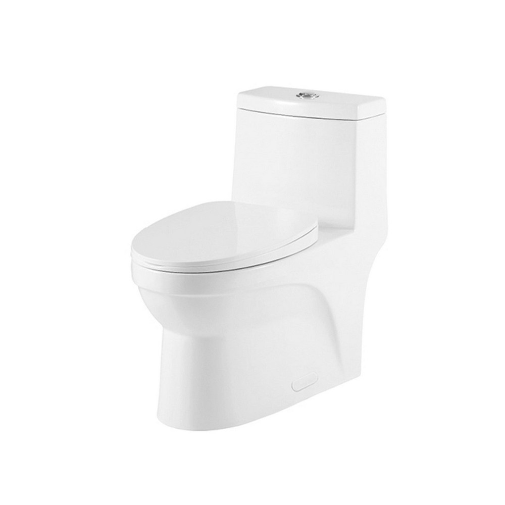 DAX BSN-CL12050A 15 1/2 INCH CERAMIC ONE-PIECE OVAL PORCELAIN TOILET WITH SOFT CLOSING SEAT AND DUAL FLUSH IN WHITE