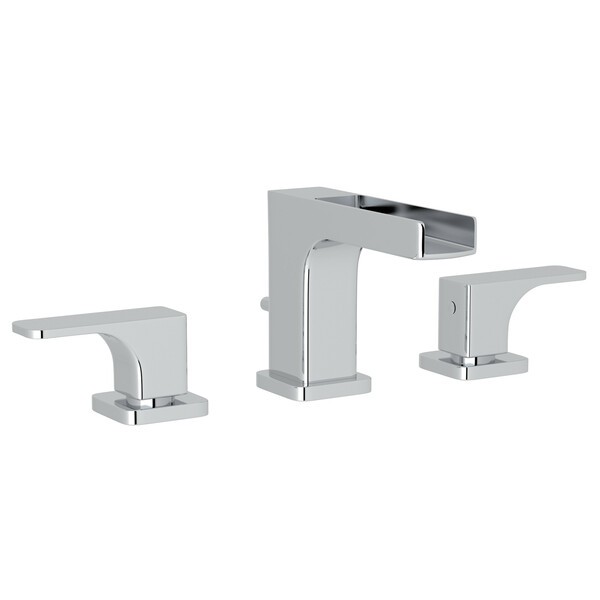 ROHL CUC102L-2 QUARTILE 4 1/8 INCH THREE HOLES CASCADE OPEN SPOUT DECK MOUNTED WIDESPREAD BATHROOM FAUCET WITH LEVER HANDLES