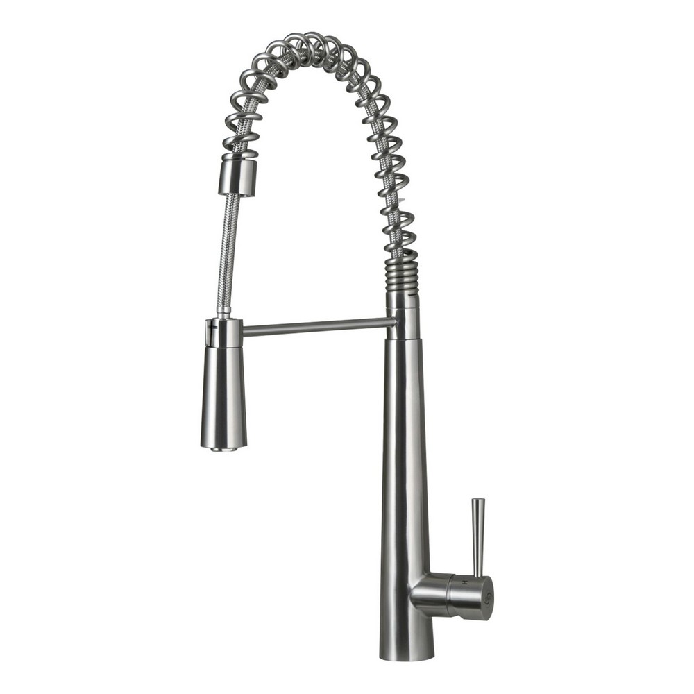 DAX DAX-001-03 2 1/2 INCH STAINLESS STEEL SINGLE HANDLE PULL DOWN KITCHEN FAUCET IN BRUSHED STAINLESS STEEL