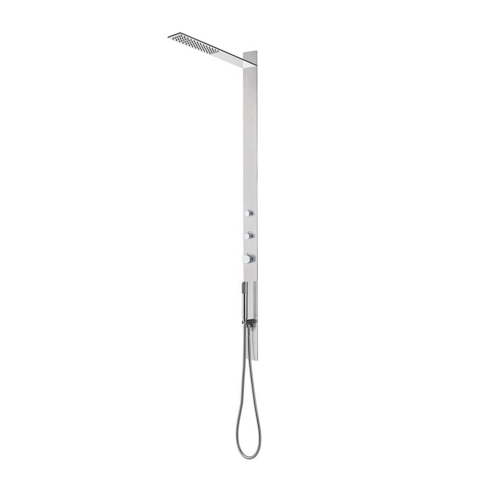 DAX DAX-039 3 7/8 INCH STAINLESS STEEL SHOWER PANEL WITH HAND SHOWER AND THERMOSTATIC MIXER IN CHROME
