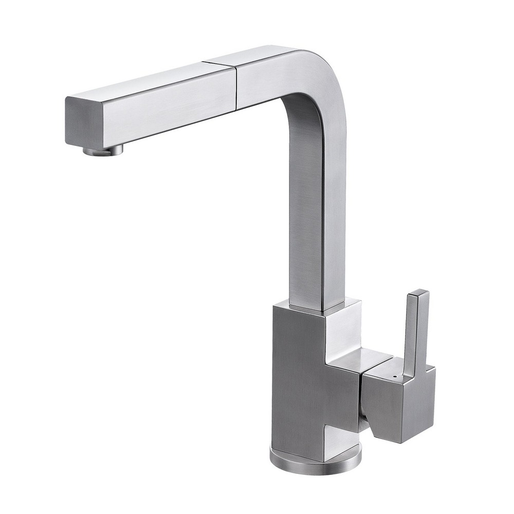 DAX DAX-12072-BN 12 1/8 INCH STAINLESS STEEL SINGLE HANDLE PULL DOWN KITCHEN FAUCET IN BRUSHED NICKEL
