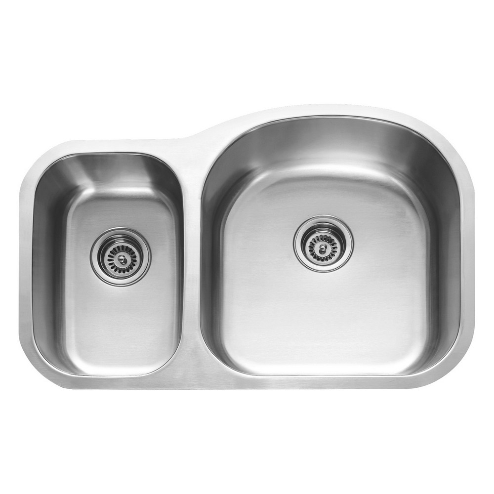 DAX DAX-3121R 38 1/2 INCH 30/70 DOUBLE BOWL UNDERMOUNT KITCHEN SINK IN BRUSHED STAINLESS STEEL