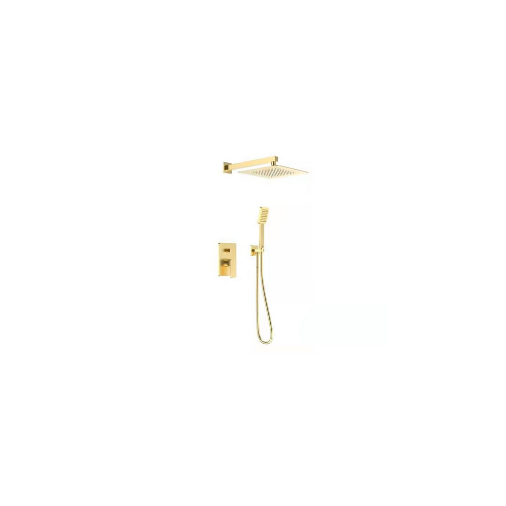 DAX DAX-6813B 10 1/4 INCH BRASS SQUARE SHOWER SYSTEM WITH HAND SHOWER
