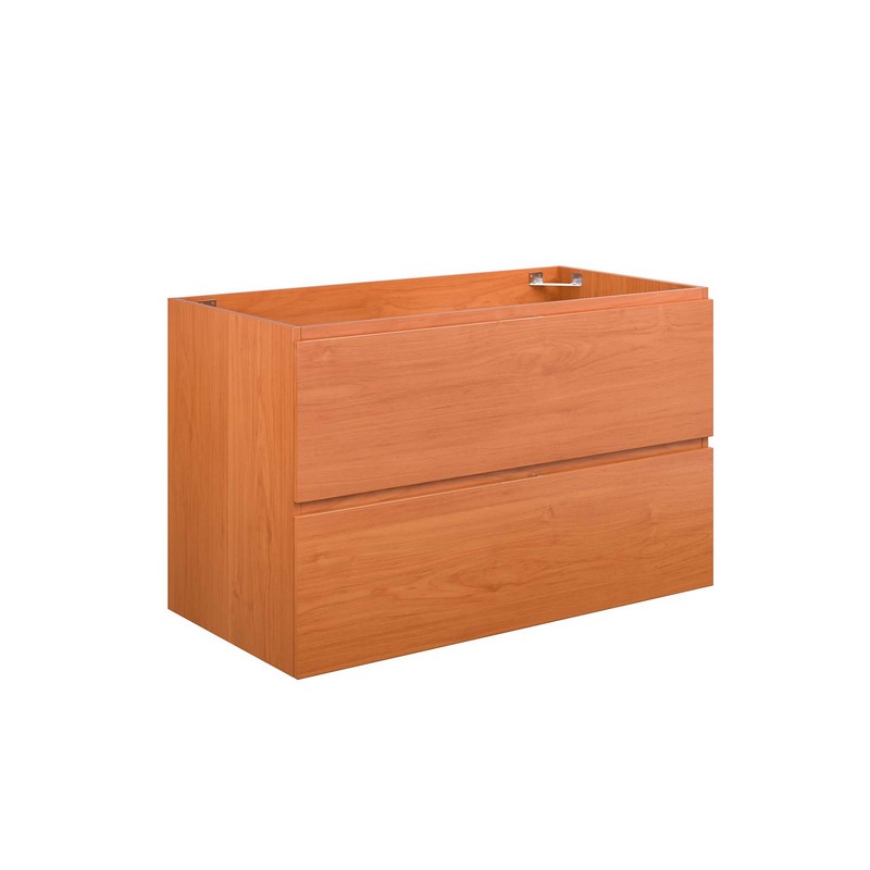 MODWAY EEI-5881-CHE SCENIC 35 INCH WALL-MOUNTED BATHROOM VANITY CABINET ONLY - CHERRY WALNUT