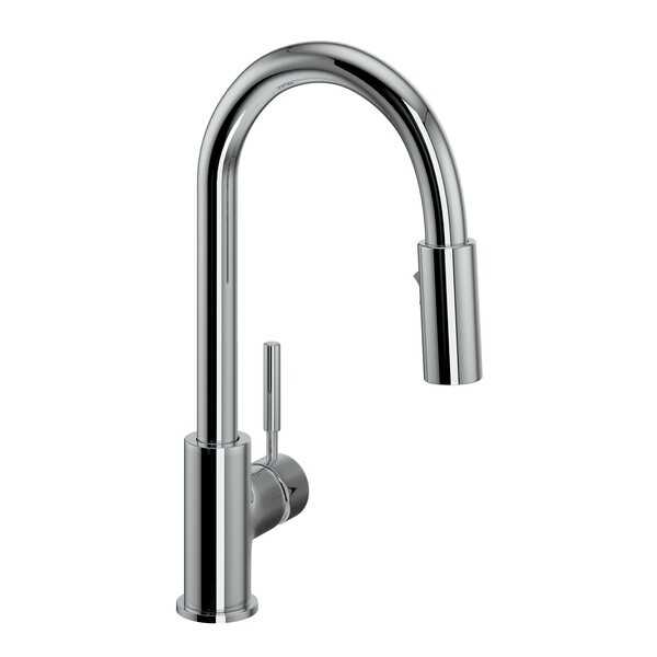 ROHL R7519 LUX 15 INCH SINGLE HOLE BAR AND FOOD PREP STAINLESS STEEL PULL-DOWN FAUCET WITH LEVER HANDLE