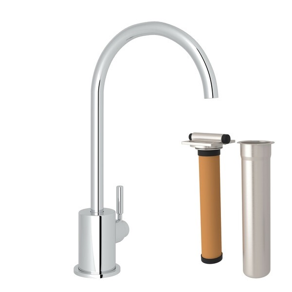 ROHL RKIT7517 LUX 10 1/2 INCH SINGLE HOLE C-SPOUT FILTER FAUCET WITH METAL LEVER HANDLE