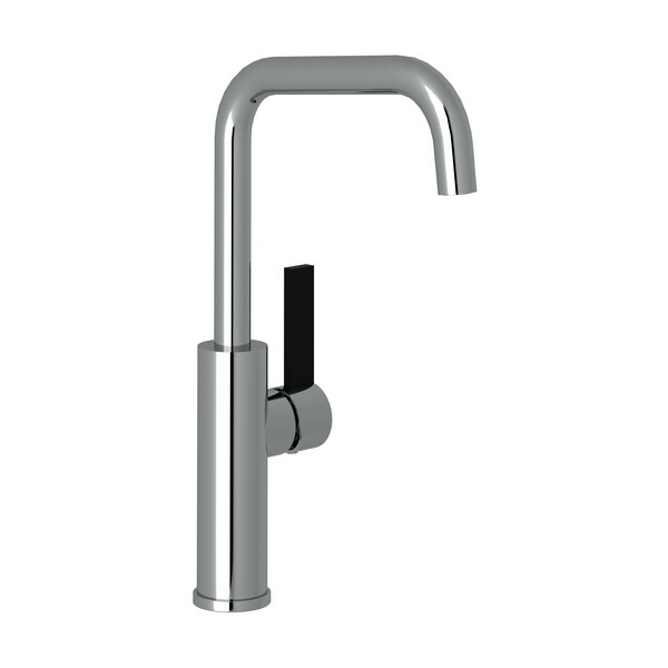 ROHL TR61D1LB TUARIO 14 INCH SINGLE HOLE U-SPOUT BAR AND FOOD PREP FAUCET WITH MATTE BLACK ACCENTS AND LEVER HANDLE
