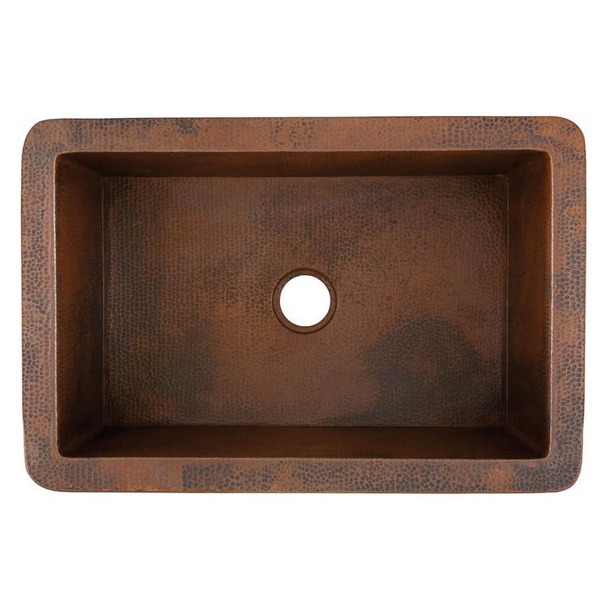 THOMPSON TRADERS 2KS CARDENAS 33 INCH DROP-IN OR UNDERMOUNT SINGLE BOWL KITCHEN SINK IN AGED COPPER