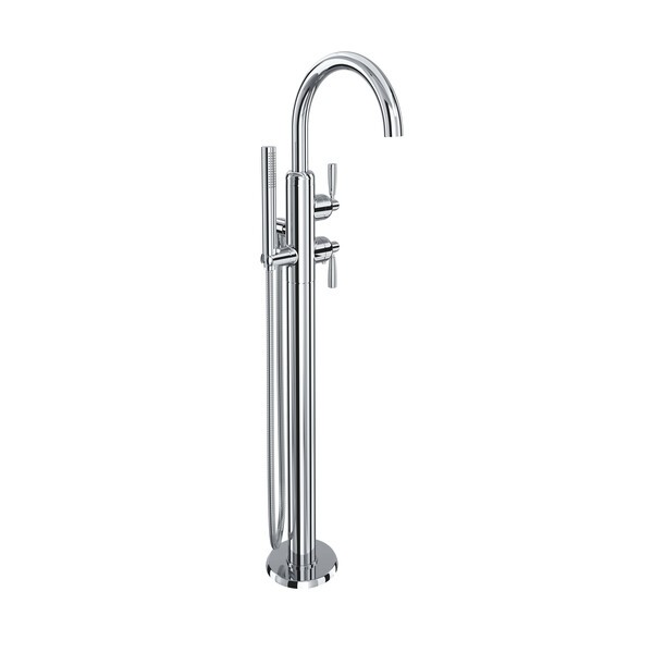 ROHL U.3990LS/TO HOLBORN 38 1/2 INCH SINGLE HOLE FLOOR MOUNT TUB FILLER TRIM WITH C-SPOUT