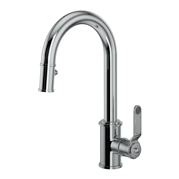 ROHL U.4543HT ARMSTRONG 13 3/4 INCH SINGLE HOLE DECK MOUNT TRANSITIONAL PULLDOWN BAR AND FOOD PREP KITCHEN FAUCET WITH METAL LEVER HANDLE