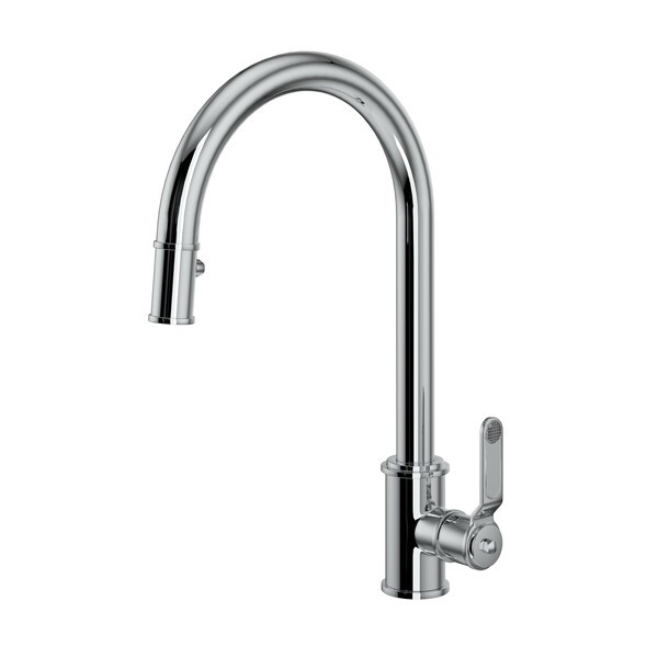 ROHL U.4544HT ARMSTRONG 16 3/4 INCH SINGLE HOLE DECK MOUNT TRANSITIONAL PULLDOWN KITCHEN FAUCET WITH METAL LEVER HANDLE