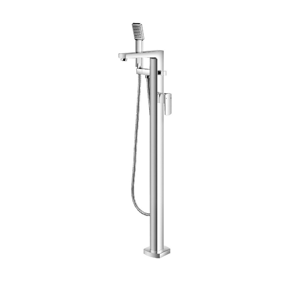 DAX DAX-8129 4 1/4 INCH BRASS FREESTANDING TUB FILLER WITH HAND SHOWER IN CHROME