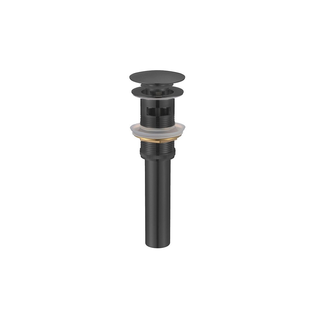 DAX DAX-82017-BL 2 5/8 INCH BRASS ROUND POP-UP DRAIN WITH OVERFLOW IN MATTE BLACK