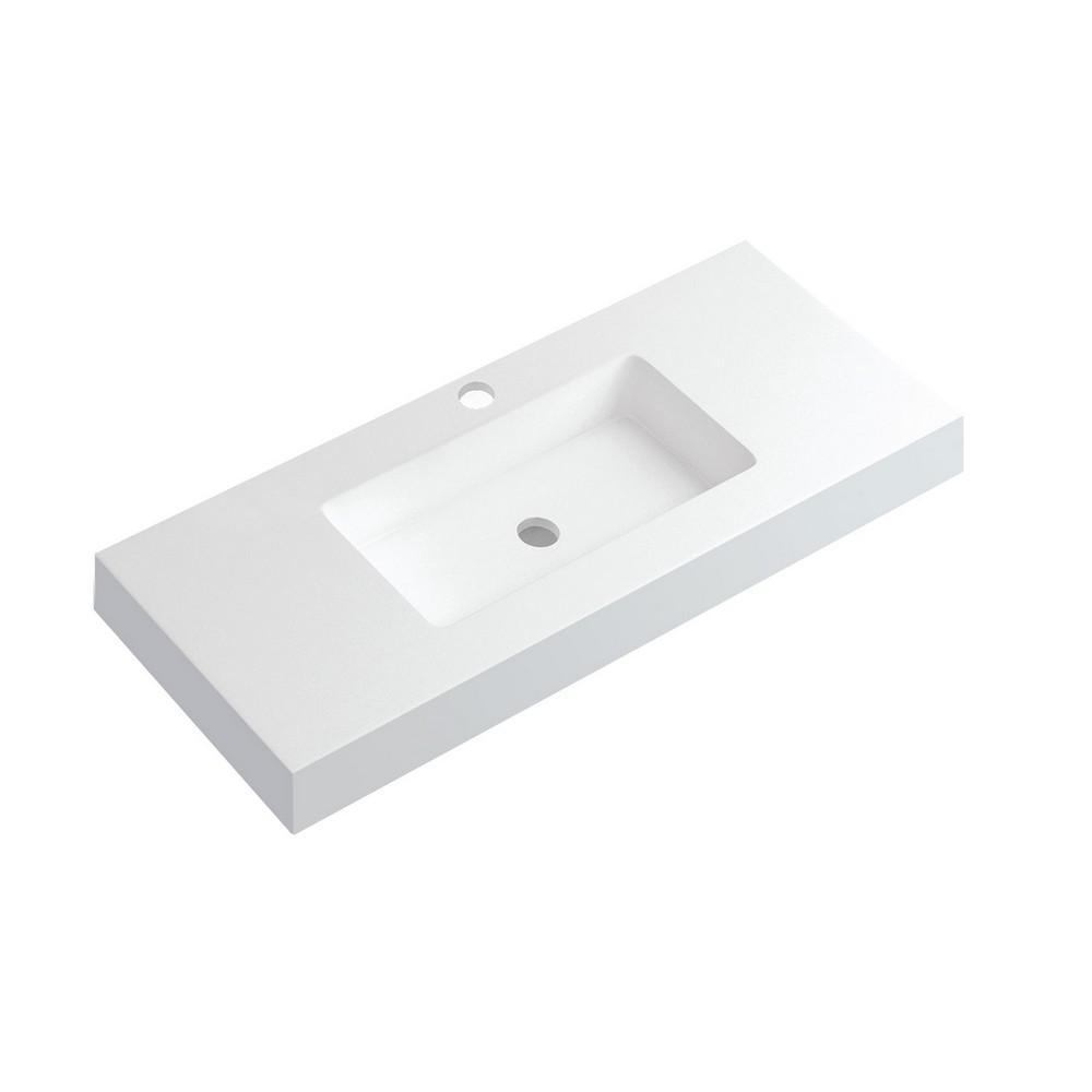 DAX DAX-BAY401AMB-L BAYSIDE 39 3/8 INCH SOLID SURFACE SINGLE BATHROOM SINK IN MATTE WHITE