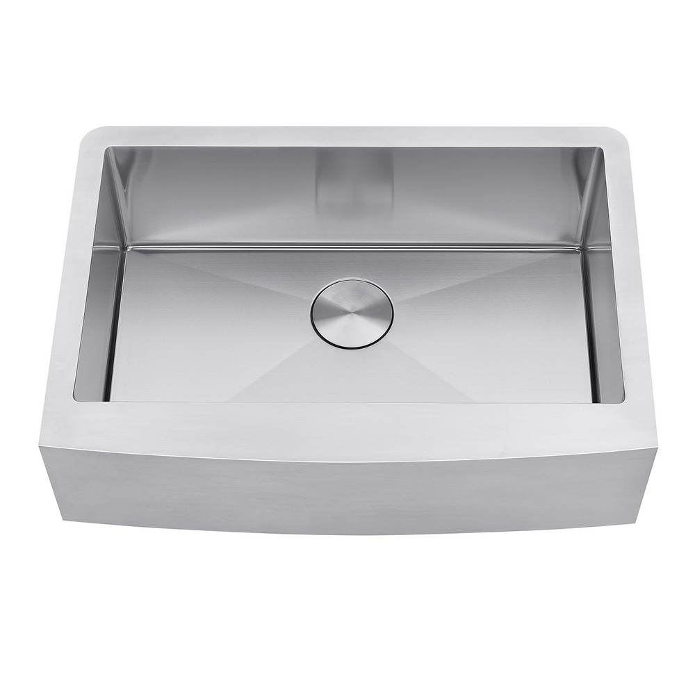 DAX DAX-H3021-R10 30 INCH 18 GAUGE STAINLESS STEEL FARM KITCHEN SINK IN BRUSHED STAINLESS STEEL