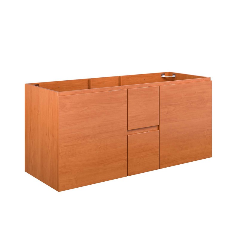 MODWAY EEI-5883-CHE SCENIC 47 INCH WALL-MOUNTED DOUBLE SINK BATHROOM VANITY CABINET ONLY - CHERRY WALNUT
