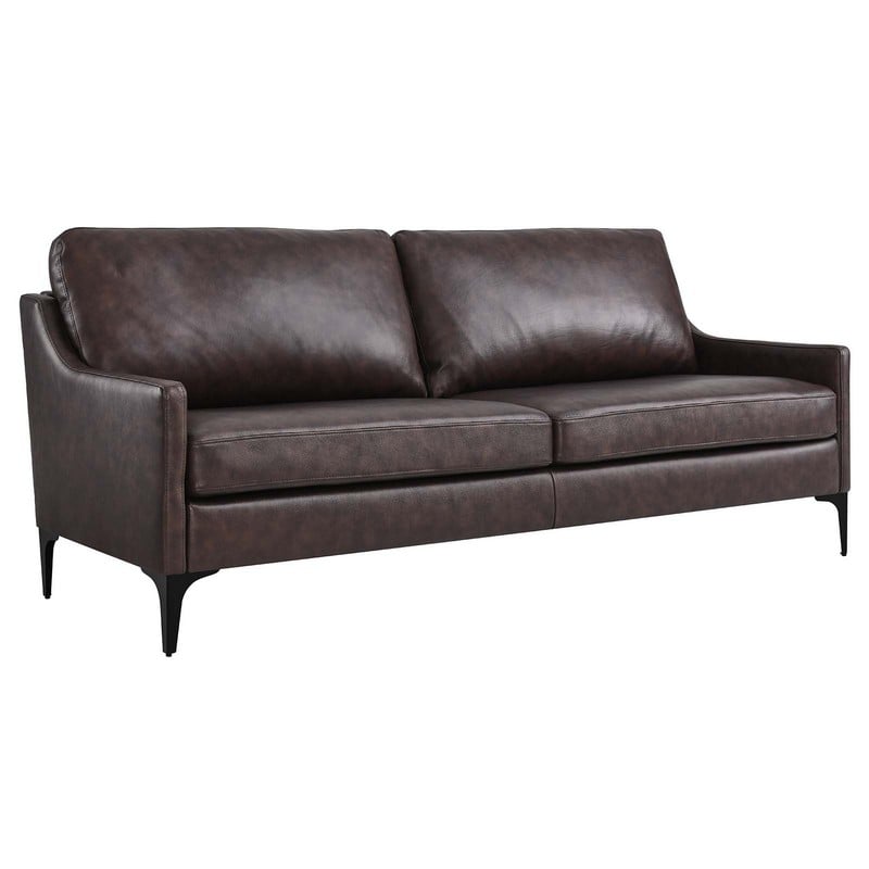 MODWAY EEI-6018 CORLAND 74 1/2 INCH LEATHER SOFA