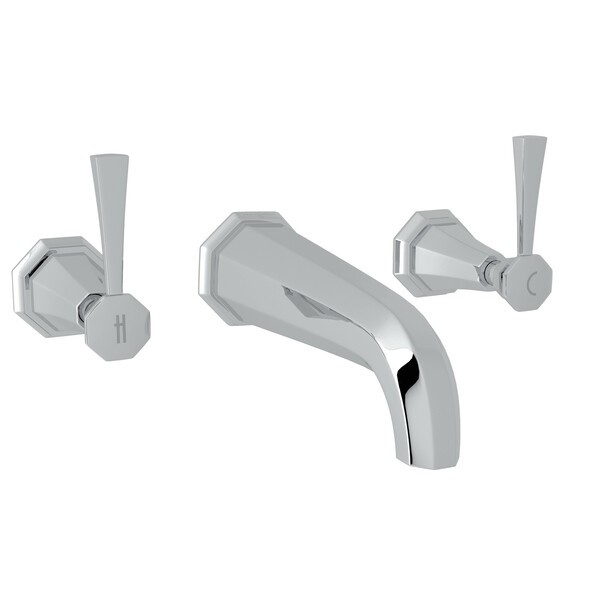 ROHL U.3170LS/TO-2 DECO THREE HOLES WALL MOUNT WIDESPREAD BATHROOM FAUCET WITH METAL LEVER HANDLES