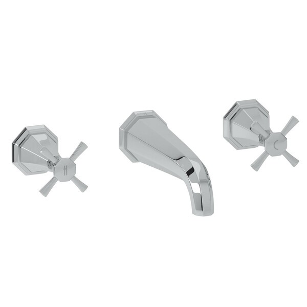 ROHL U.3179X/TO DECO 3 INCH THREE HOLES WALL MOUNT SPOUT TUB FILLER WITH CROSS HANDLE
