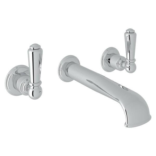ROHL U.3560L/TO-2 EDWARDIAN WALL MOUNT THREE HOLES CONCEALED BATHROOM FAUCET WITH METAL LEVER HANDLE