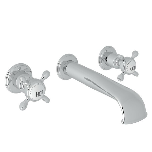 ROHL U.3561X/TO-2 EDWARDIAN WALL MOUNT THREE HOLES CONCEALED BATHROOM FAUCET WITH CROSS HANDLE