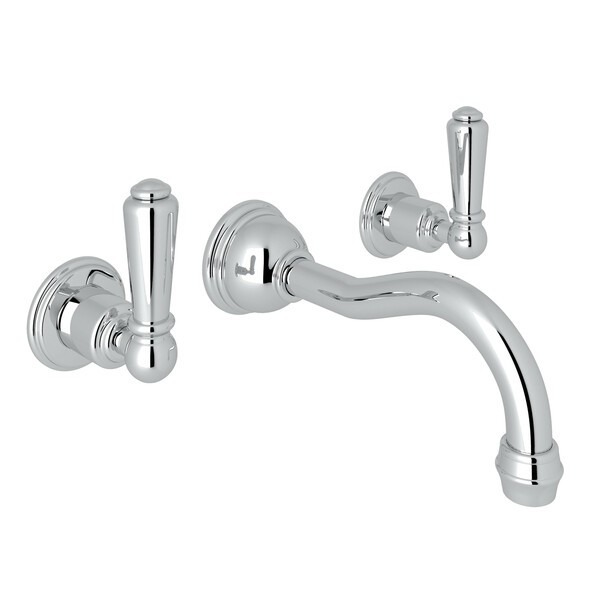 ROHL U.3790L/TO-2 EDWARDIAN THREE HOLES WALL MOUNT COLUMN SPOUT BATHROOM FAUCET WITH METAL LEVER HANDLE