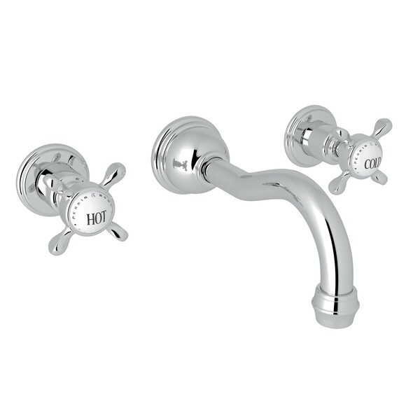 ROHL U.3791X/TO-2 EDWARDIAN THREE HOLES WALL MOUNT COLUMN SPOUT BATHROOM FAUCET WITH CROSS HANDLE