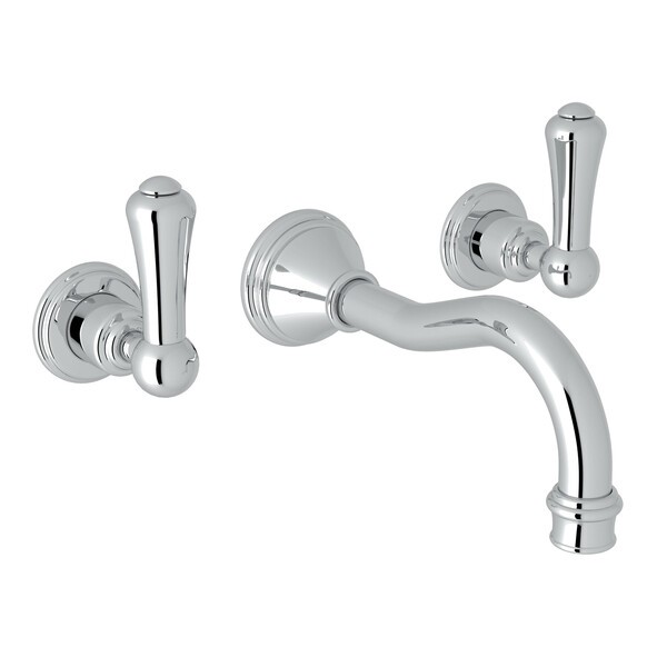 ROHL U.3793LS/TO-2 GEORGIAN ERA THREE HOLES WALL MOUNT WIDESPREAD BATHROOM FAUCET WITH METAL LEVER HANDLE
