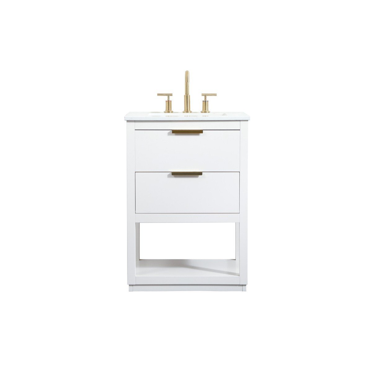 ELEGANT FURNITURE LIGHTING VF19224 LARKIN 24 INCH FREE-STANDING SINGLE SINK BATHROOM VANITY WITH ENGINEERED MARBLE COUNTERTOP