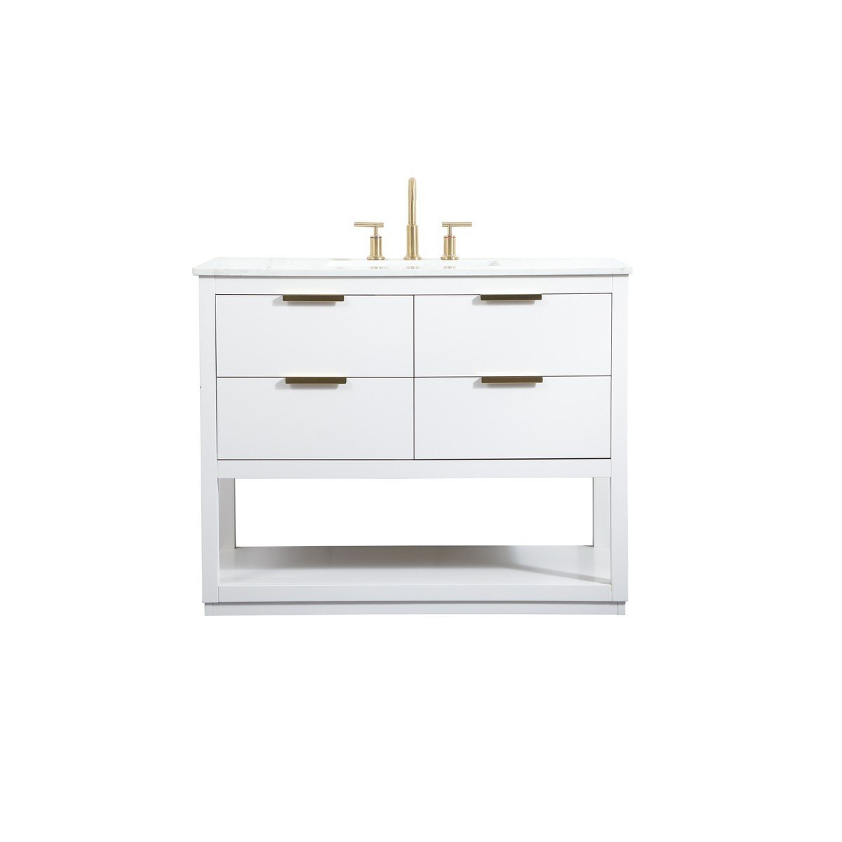 ELEGANT FURNITURE LIGHTING VF19242 LARKIN 42 INCH FREE-STANDING SINGLE SINK BATHROOM VANITY WITH ENGINEERED MARBLE COUNTERTOP