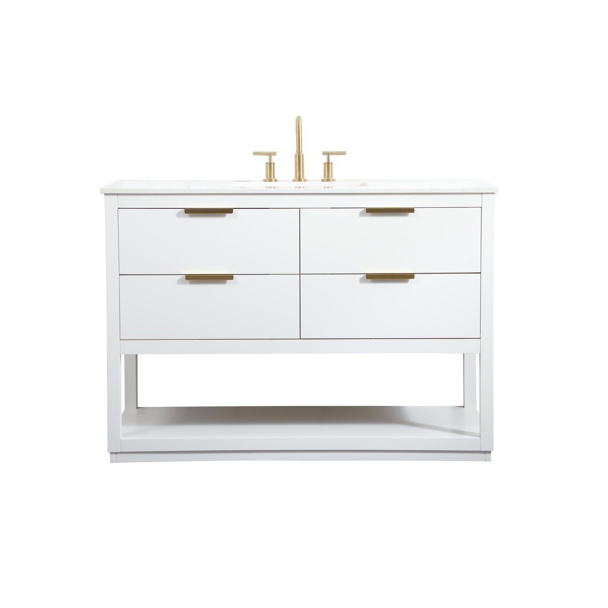 ELEGANT FURNITURE LIGHTING VF19248 LARKIN 48 INCH FREE-STANDING SINGLE SINK BATHROOM VANITY WITH ENGINEERED MARBLE COUNTERTOP