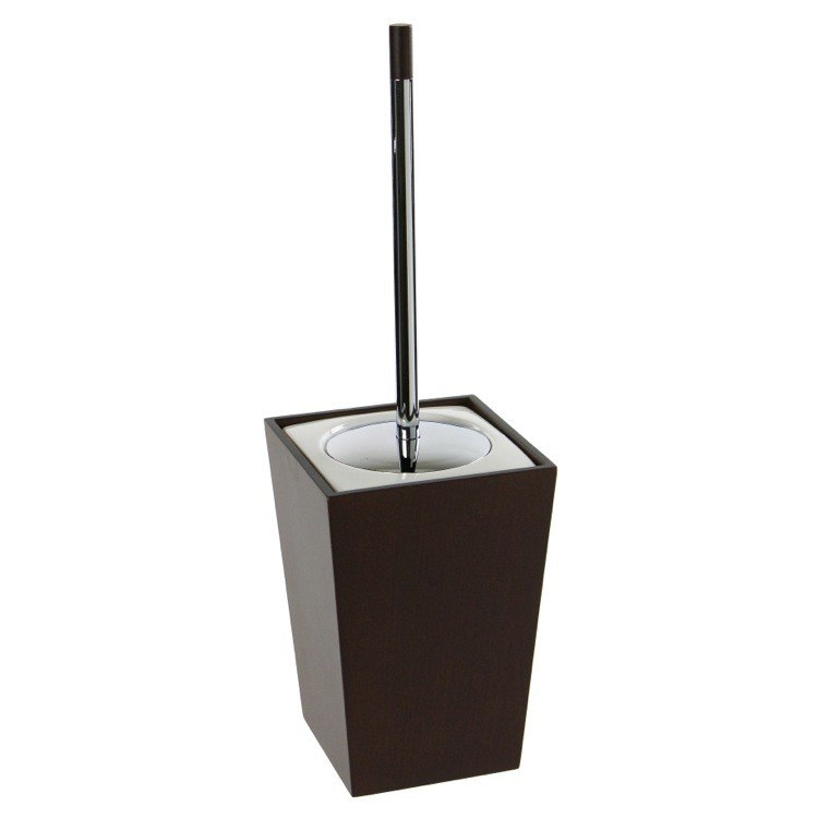 GEDY 1533 KYOTO SQUARE FAUX LEATHER AND CERAMIC TOILET BRUSH HOLDER