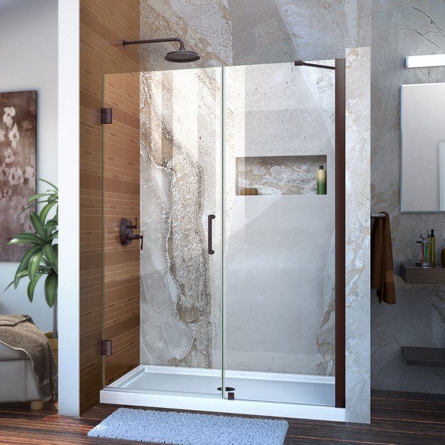 DREAMLINE SHDR-20487210C UNIDOOR 48-49 W X 72 H FRAMELESS HINGED SHOWER DOOR WITH SUPPORT ARM, CLEAR GLASS