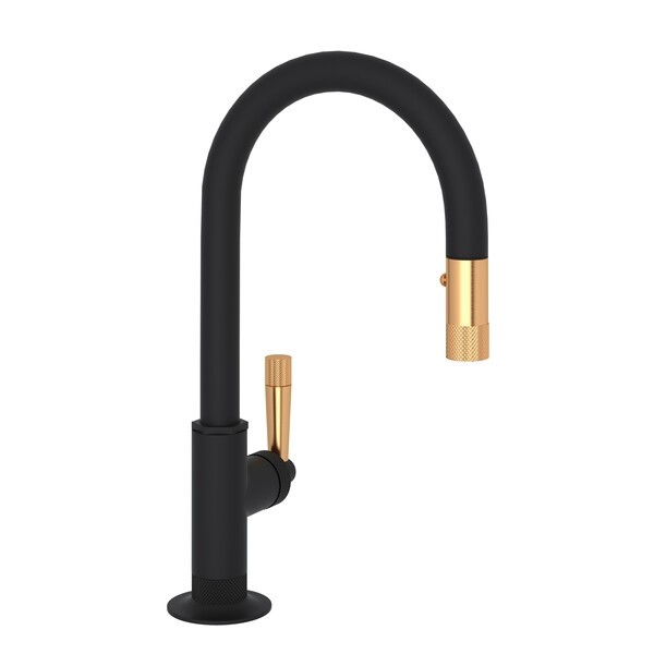 ROHL MB7930SLMMBG-2 GRACELINE 13 5/8 INCH SINGLE HOLE PULL-DOWN BAR AND FOOD PREP FAUCET WITH METAL LEVER HANDLE