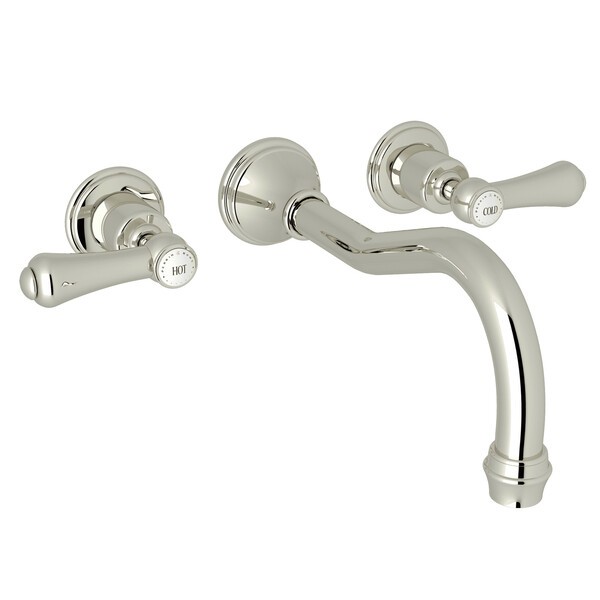 ROHL U.3783LSP/TO GEORGIAN ERA THREE HOLES WALL MOUNT COLUMN SPOUT TUB FILLER WITH PORCELAIN LEVER HANDLE