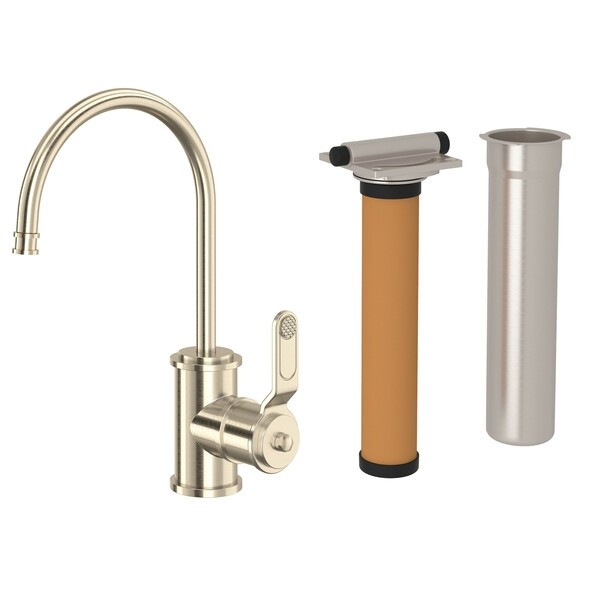 ROHL U.KIT1633HT-STN-2 ARMSTRONG 10 INCH SINGLE HOLE DECK MOUNT TRANSITIONAL FILTRATION KITCHEN FAUCET KIT WITH LEVER HANDLE